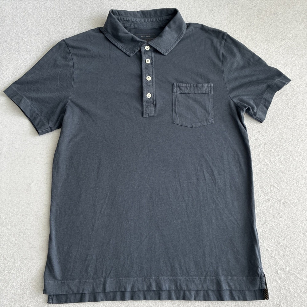 Billy Reid Mens Slim Fit Garment Dyed Washed Polo Shirt Medium Casual Designer